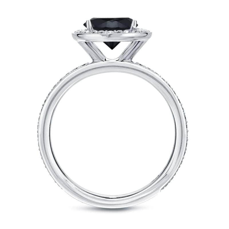 Auriya 18k Gold 2 2/5ctw Black Diamond Halo Engagement Ring (G-H, SI1-SI2)