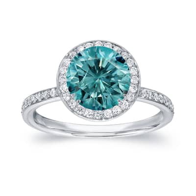 Auriya 18k Gold 2 2/5ctw Halo Blue Diamond Engagement Ring (G-H, SI1-SI2)