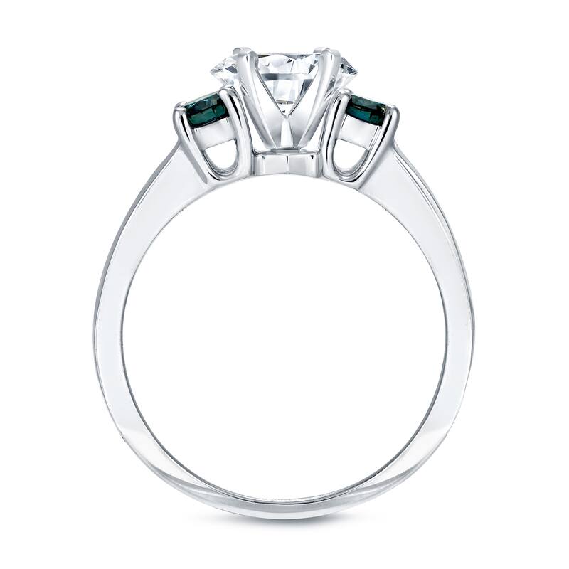 Auriya 14k White Gold 1 1/2ct TDW Round Cut White and Blue Diamond Engagement Ring (H-I, SI1-SI2)