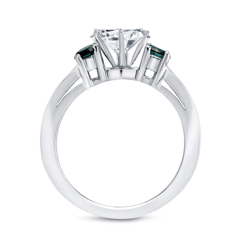 Auriya 14k Gold 2 3/4ctw Modern 3-Stone Blue Diamond Engagement Ring Set Certified