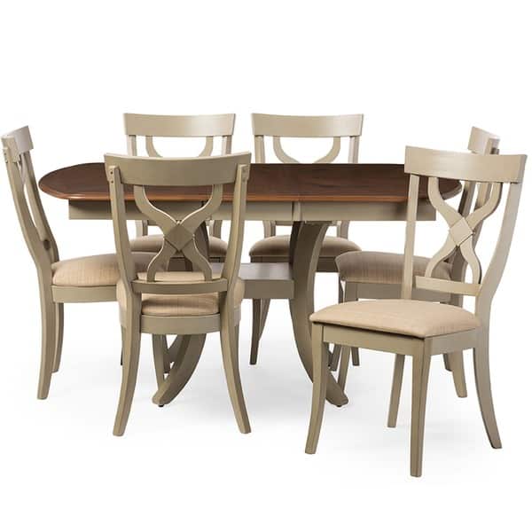 Balmoral Shabby Chic Country Cottage Antique Oak Wood And Distressed Light Grey 7 Piece Dining Set Overstock 10335728