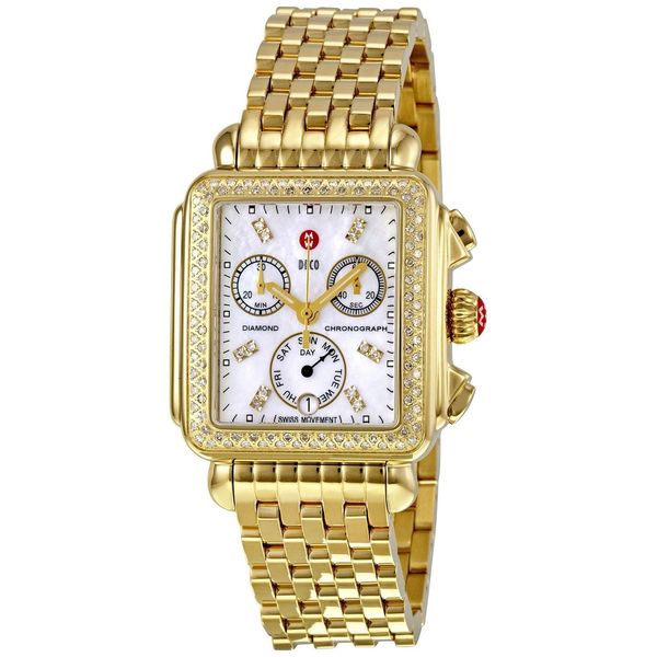 Michele Women's MWW06P000100 'Deco' Chronograph Diamond GoldTone