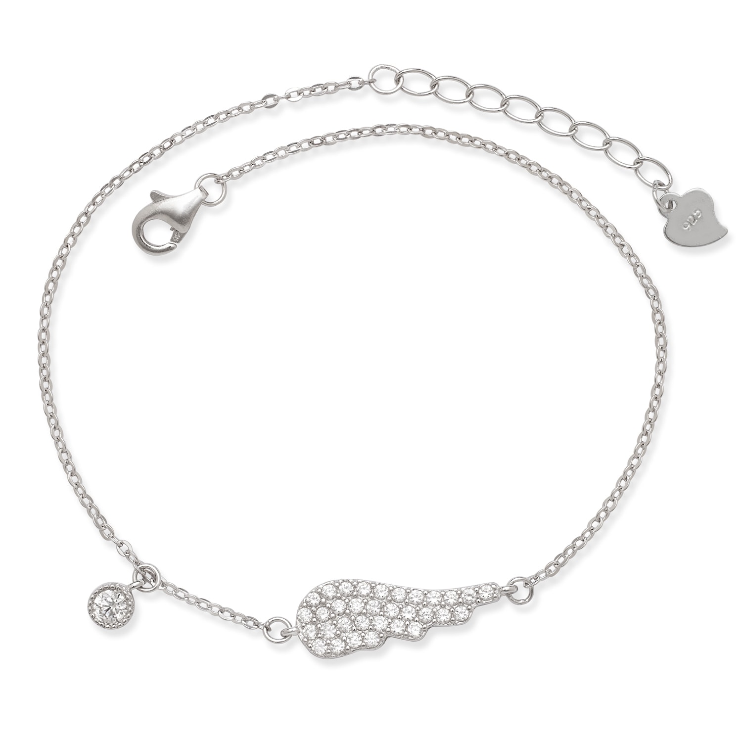 La Preciosa Sterling Silver Cubic Zirconia Angel Wing Bracelet La Preciosa Sterling Silver Cubic Zirconia Angel Wing Bracelet