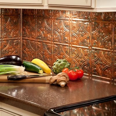 Fasade Traditional Style #1 Copper Fantasy 18-inch x 24-inch Backsplash Panel (1 Sheet)