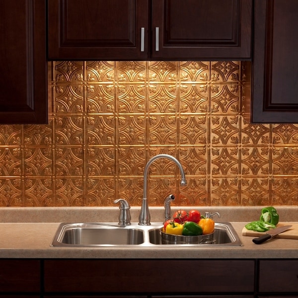 Fasade Traditional Style #1 Muted Gold Backsplash 18-inch x 24-inch ...