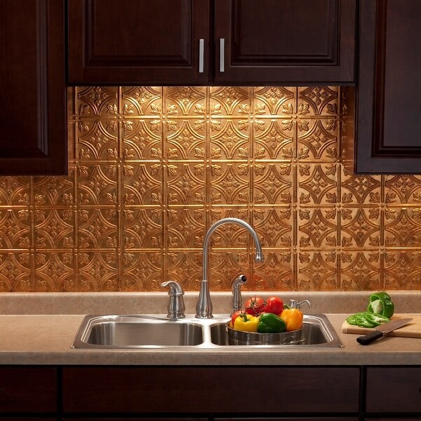 Shop Fasade Traditional Style #1 Muted Gold Backsplash 18-inch x 24 ...