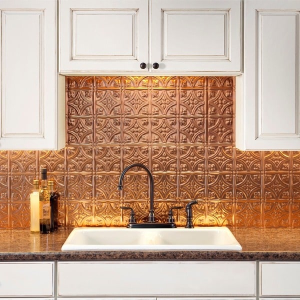 Fasade Traditional Style #1 Polished Copper Backsplash 18-inch x 24 ...