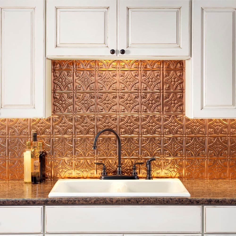Fasade Traditional Style #1 Polished Copper Backsplash 18-inch x 24-inch Panel