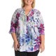La Cera Women's Plus Size Printed Tunic Style Button Down Top