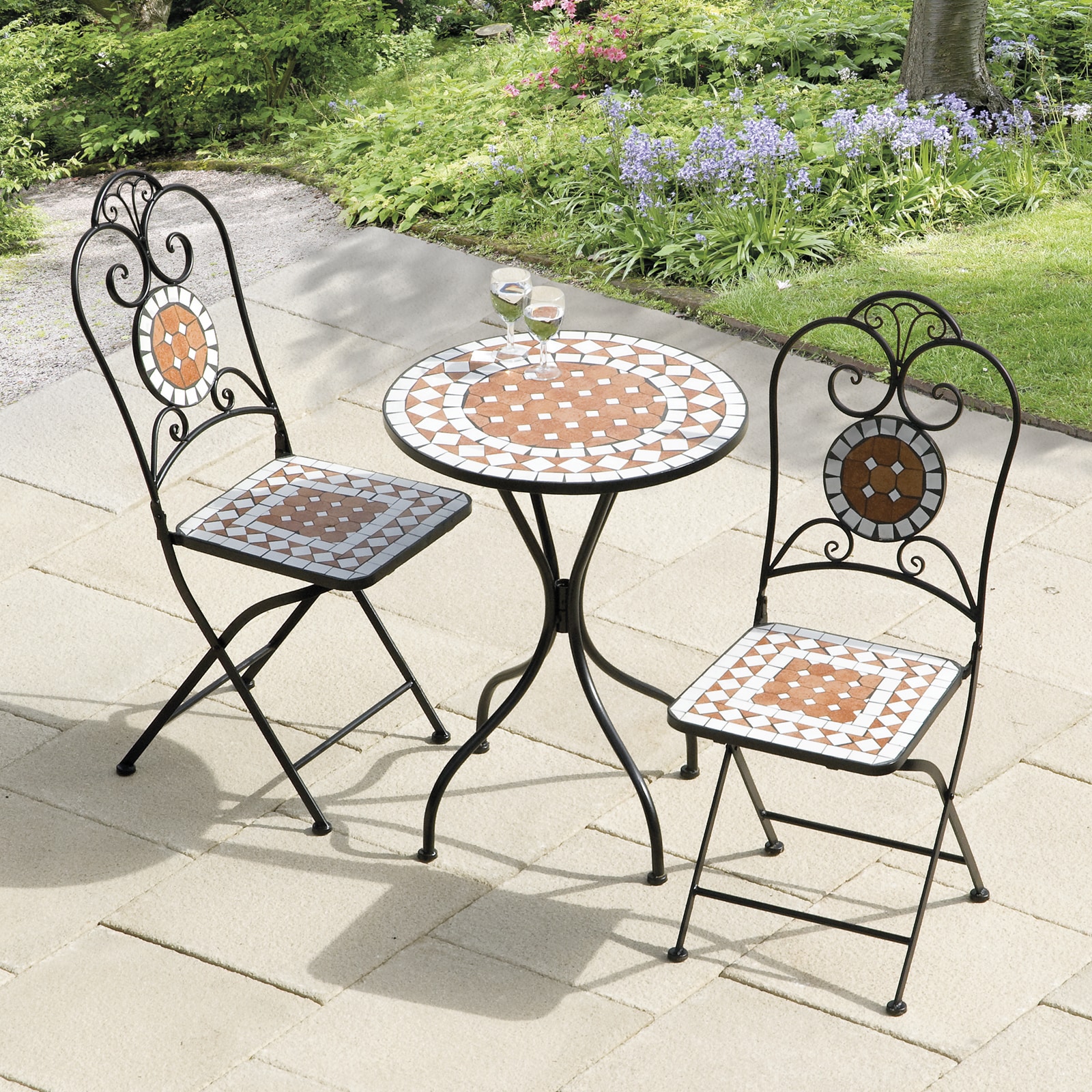 Copper Grove Bravo Diamond 60cm Mosaic Cast Iron Bistro Set Copper Grove Bravo Diamond 60cm Mosaic Cast Iron Bistro Set
