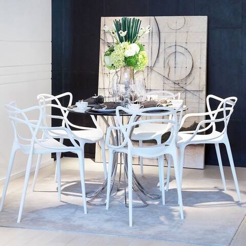 Porch & Den Baylor Contemporary Stackable Plastic Loop Dining Arm Chair (Set of 2)