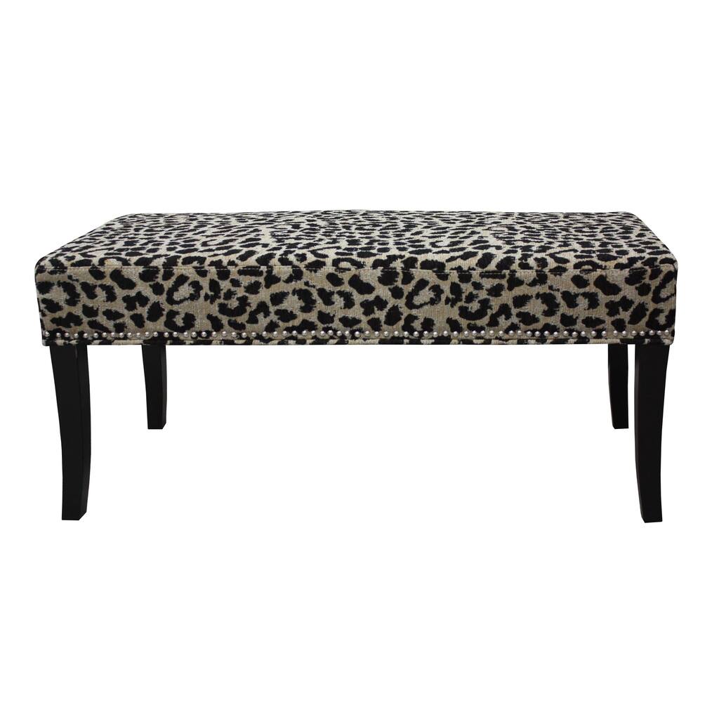 Black and Taupe Cheetah Chenille 40-inch Bench