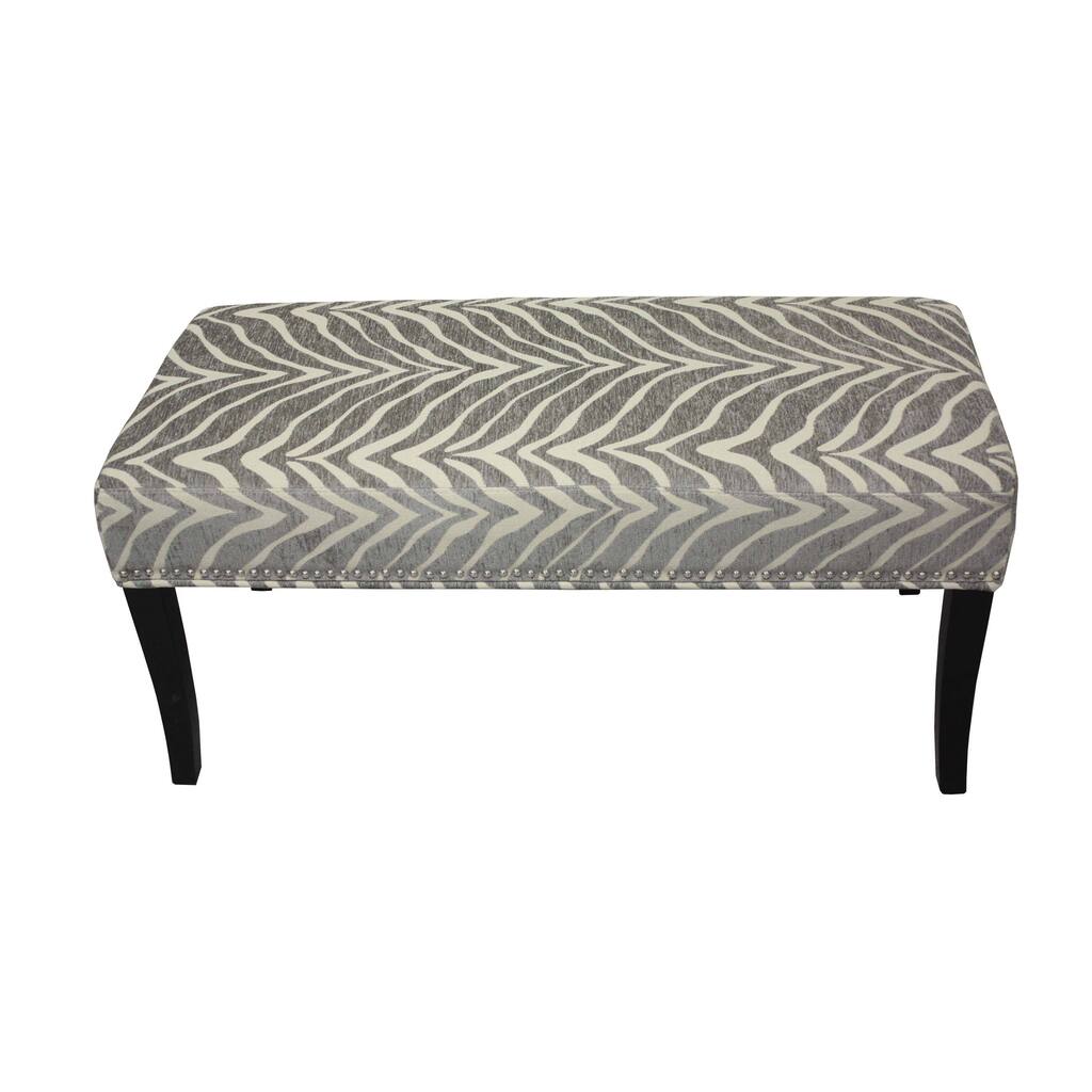 Cream and Grey Zebra Chenille 40-inch Bench