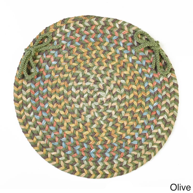 Cozy Cove Reversible Braided Chair Pads by Rhody Rug (Set of 4) - Olive
