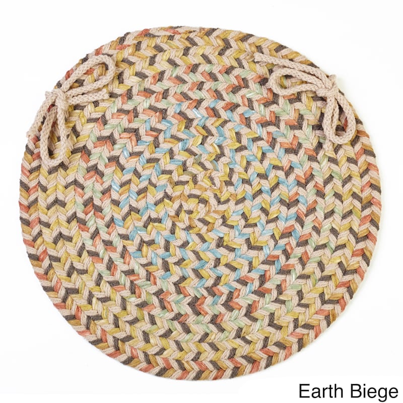 Cozy Cove Reversible Braided Chair Pads by Rhody Rug (Set of 4) - Earth Beige