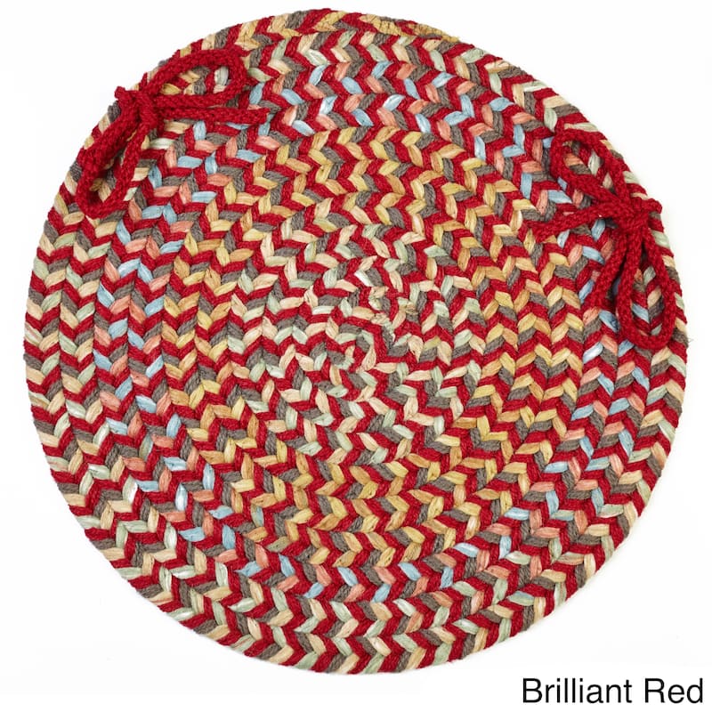 Cozy Cove Reversible Braided Chair Pads by Rhody Rug (Set of 4) - Brilliant Red
