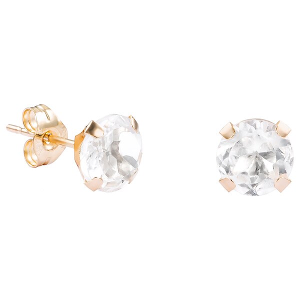 Pori 14k Yellow Gold Oval Cut Genuine White Topaz Stud Earrings Pori 14k Yellow Gold Oval Cut Genuine White Topaz Stud Earrings