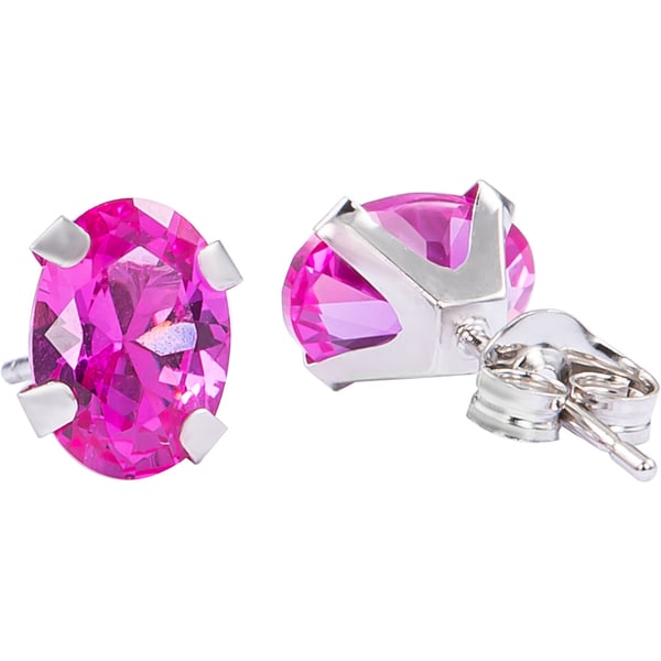 2.00 CARAT 14K SOLID WHITE GOLD CUSHION CUT PINK SAPPHIRE STUD EARRINGS