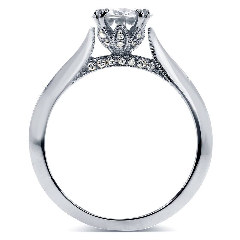 Annello by Kobelli 14k White Gold Moissanite and Diamond Engagement Ring (G-H, I1-I2)