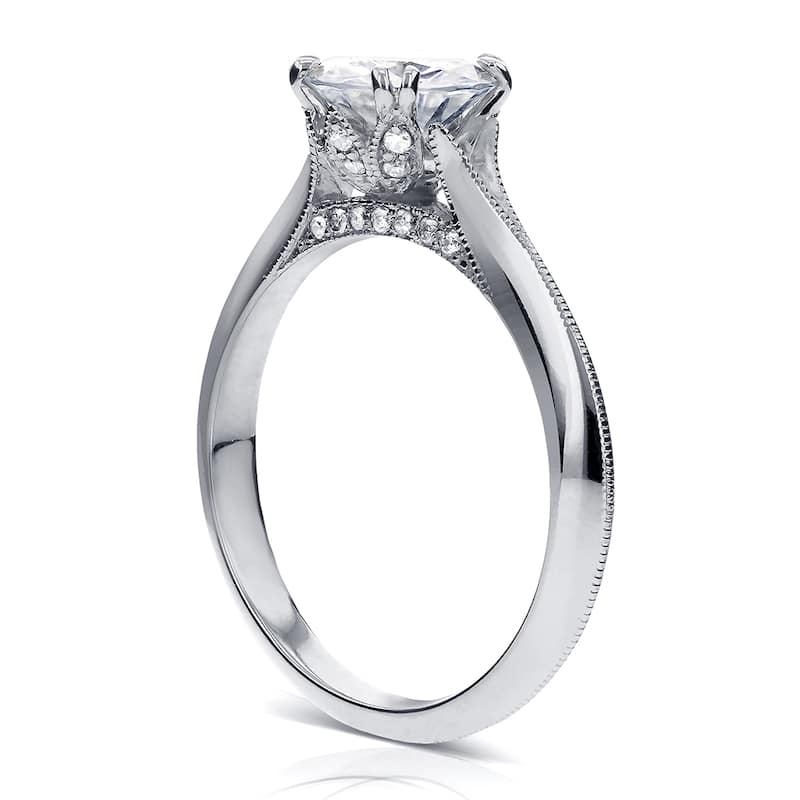 Annello by Kobelli 14k White Gold Moissanite and Diamond Engagement Ring (G-H, I1-I2)