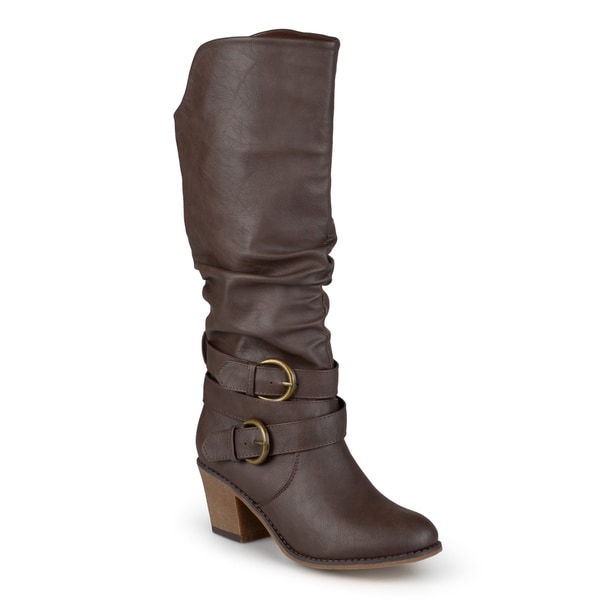 Shop Journee Collection Women's 'Late' Buckle Slouch High Heel Boots ...
