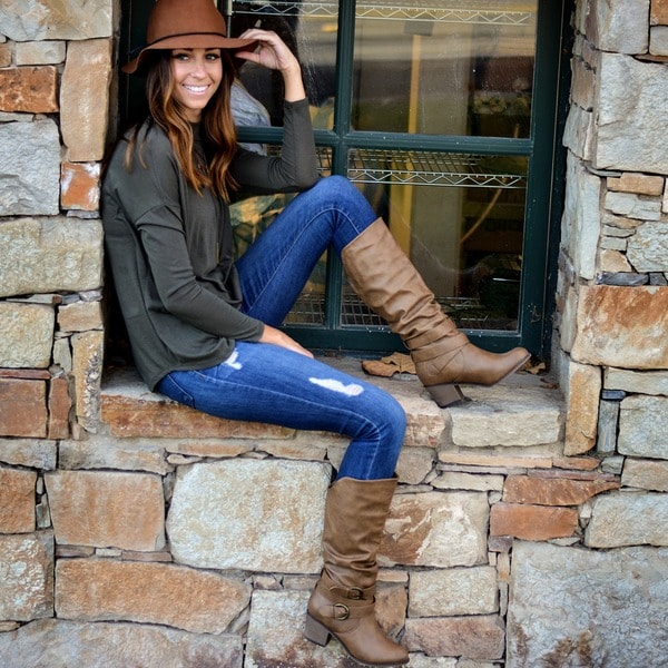 Late' Buckle Slouch High Heel Boots 