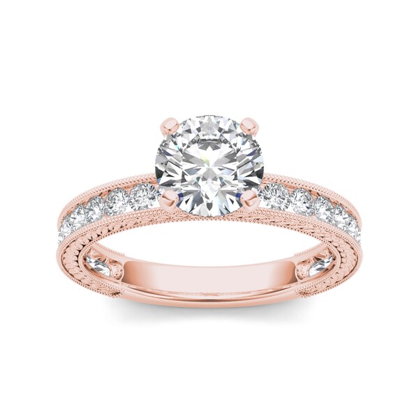 Shop De Couer 14k Rose Gold 1 1/2ct TDW Diamond Classic Engagement Ring ...