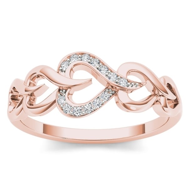 De Couer IGI Certified 10k Yellow Gold 1/20ct TDW Diamond Heart Ring