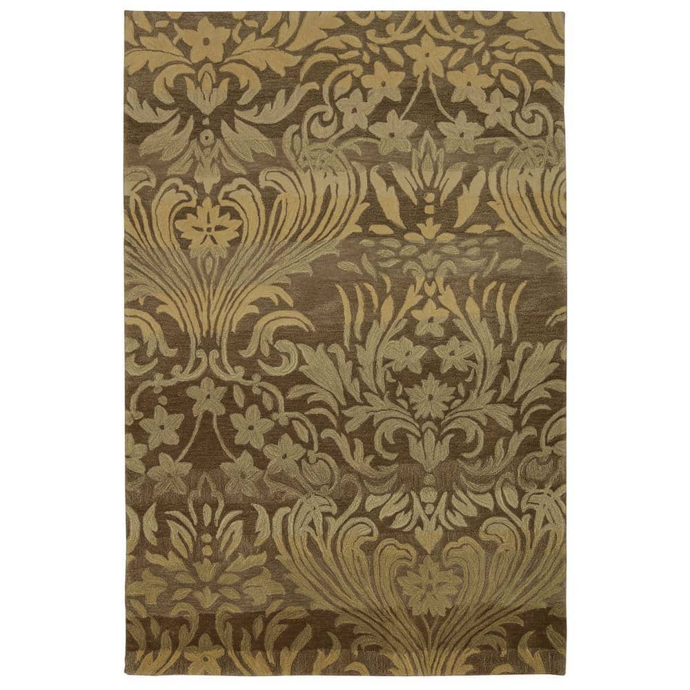 Nourison Contour Copper Bronze Gold Oversized Damask Hand-tufted Area Rug