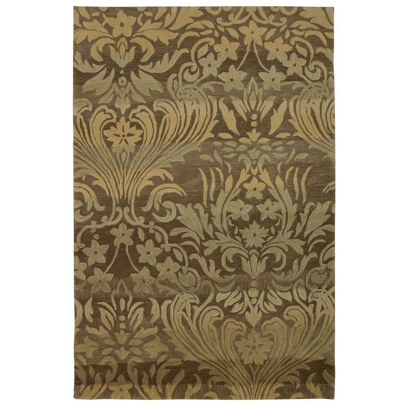 Nourison Contour Copper Bronze Gold Oversized Damask Hand-tufted Area Rug