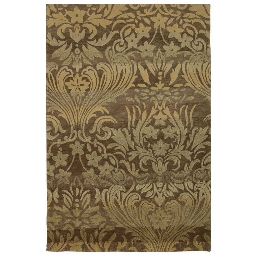 Nourison Contour Copper Bronze Gold Oversized Damask Hand-tufted Area Rug
