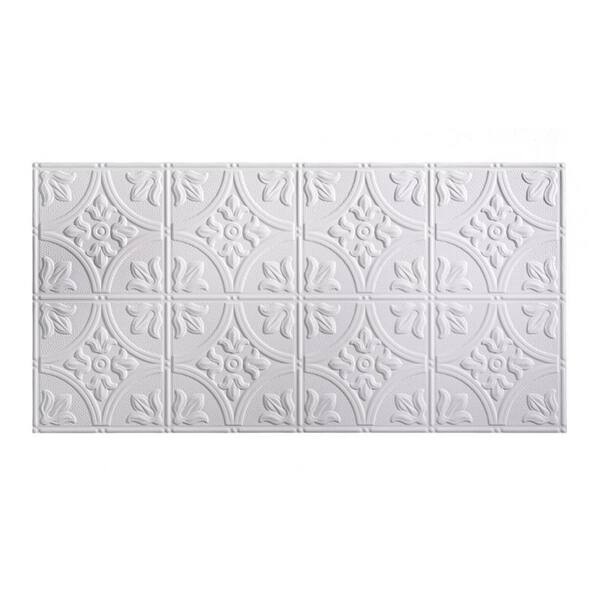 Fasade Traditional Style 1 Matte White 2 Ft X 4 Ft Glue Up Ceiling Tile