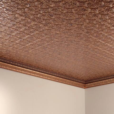 Fasade Traditional Style #1 Cracked Copper 2-ft x 4-ft Glue-up Ceiling Tile