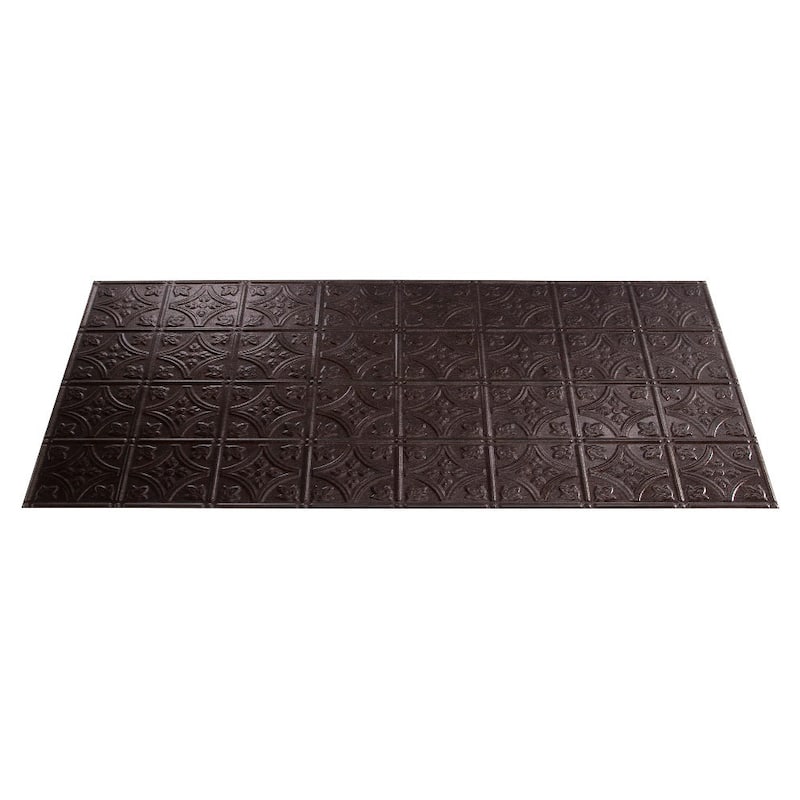 Fasade Traditional Style #1 Smoked Pewter 2-ft x 4-ft Glue-up Ceiling Tile