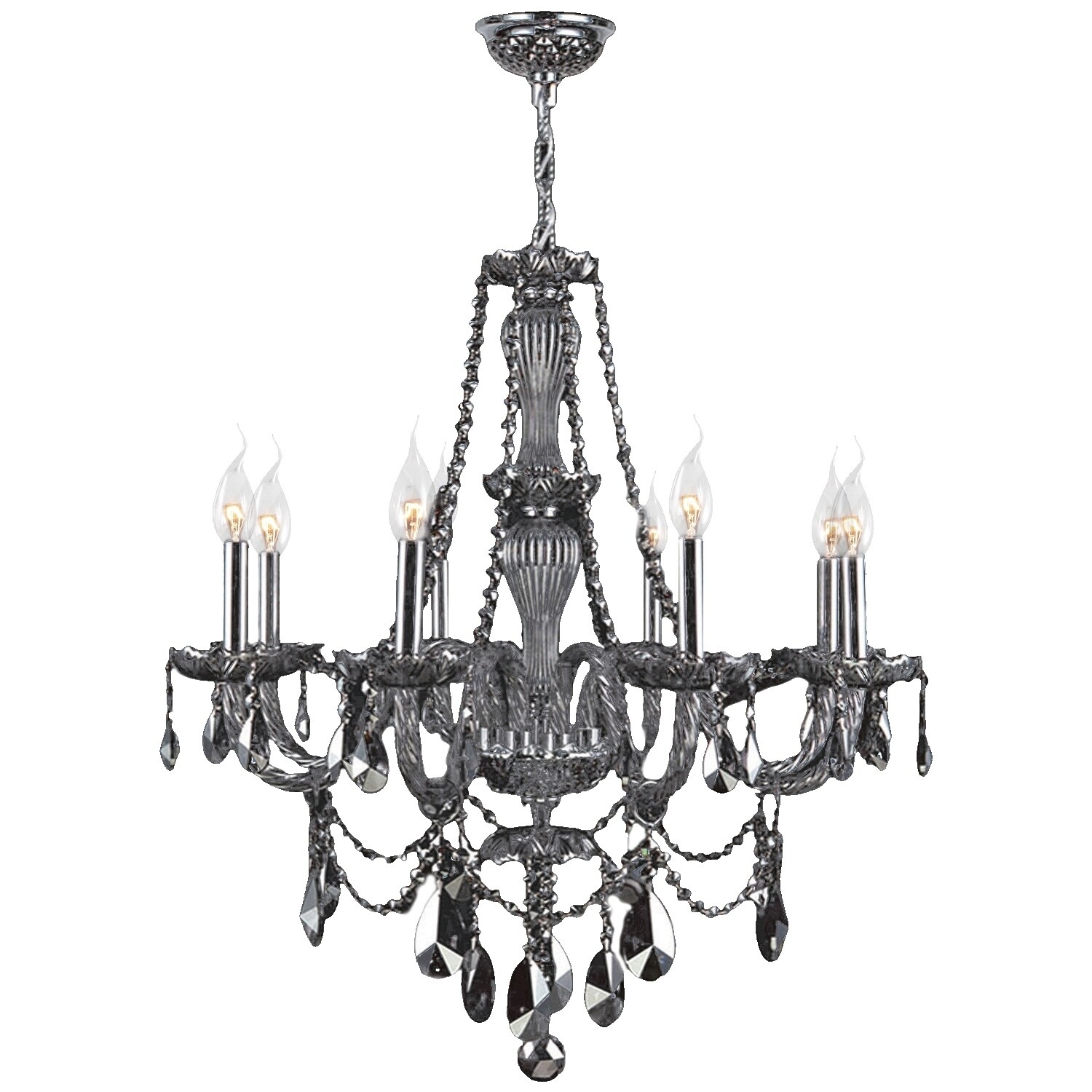 Venetian Italian Style 8-light Chrome Finish and Smoke Crystal 28-inch Chandelier (8 Lights Chrome Finish Chandelier) - Chandeliers For Bedrooms by Overstock.com