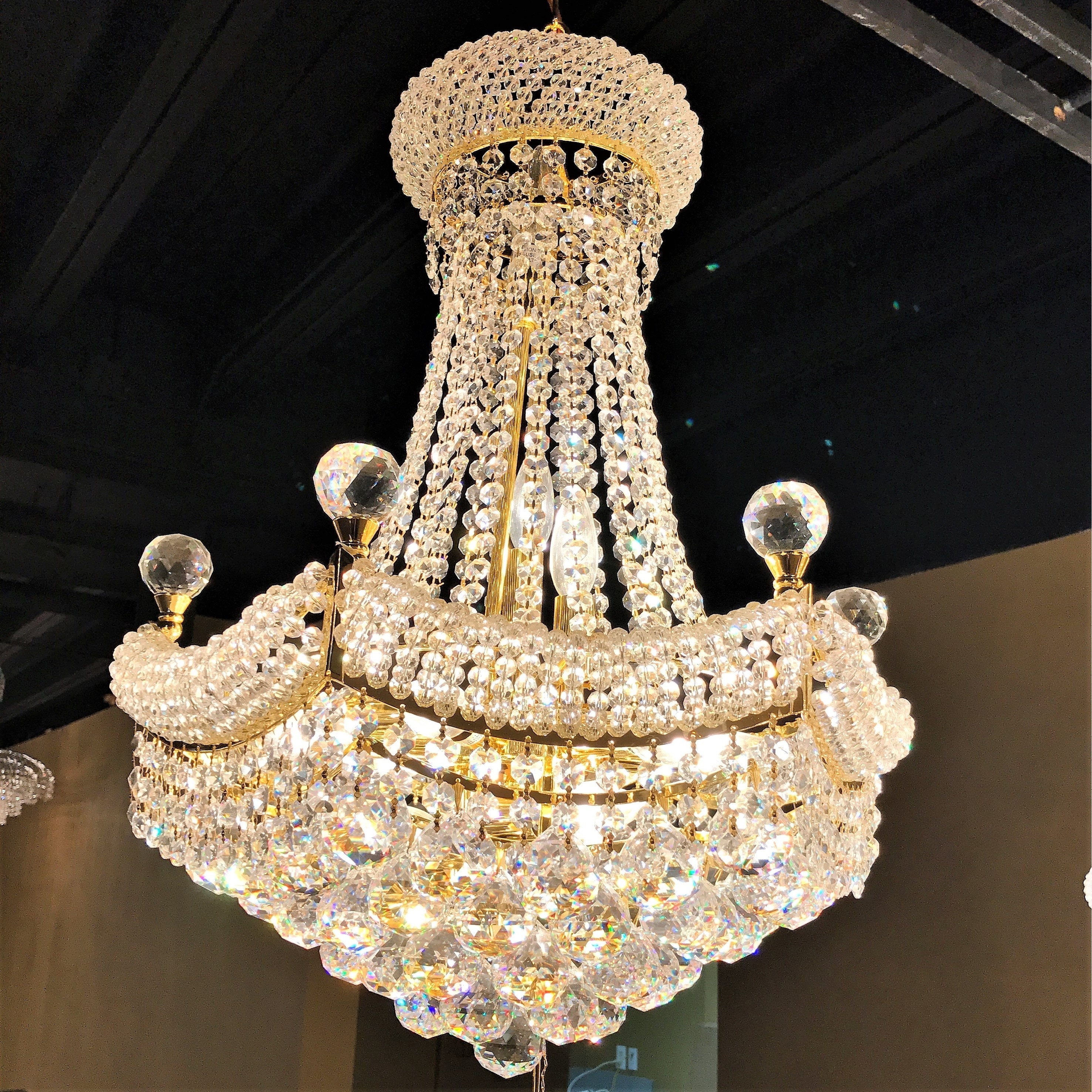 French Empire 12-light Gold Finish and Clear Crystal Chandelier (12 Lights Gold Finish Chandelier) - Chandeliers For Bedrooms by Overstock.com