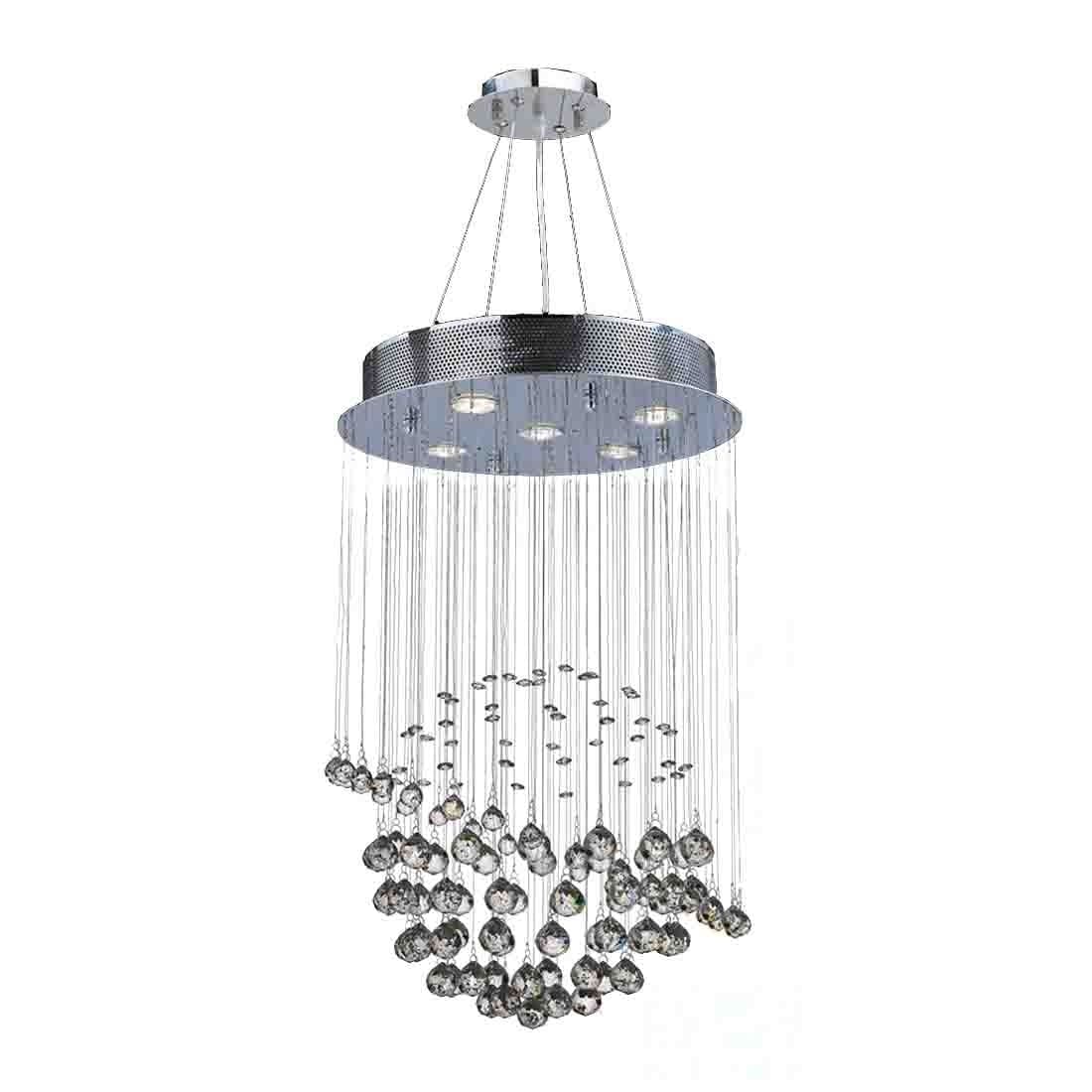Saturn Collection 5 Light Chrome Finish Crystal Galaxy Chandelier (5 Lights Chrome Finish Chandelier) - Chandeliers For Bedrooms by Overstock.com