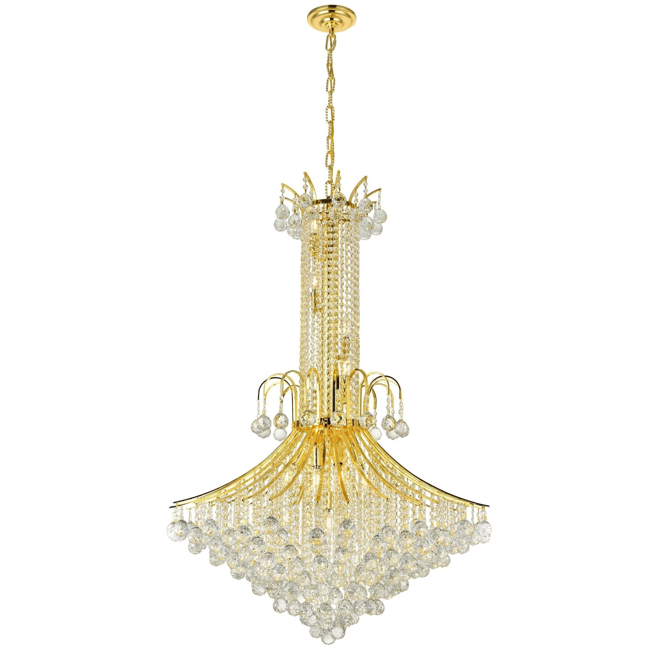 Empire Collection 16 Light Gold Finish and Clear Crystal Chandelier (16 Lights Gold Finish Chandelier) - Chandeliers For Bedrooms by Overstock.com