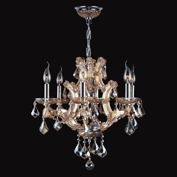 Lyre Collection 6 Light Chrome Finish And Amber Crystal Chandelier Lyre Collection 6 Light Chrome Finish And Amber Crystal Chandelier