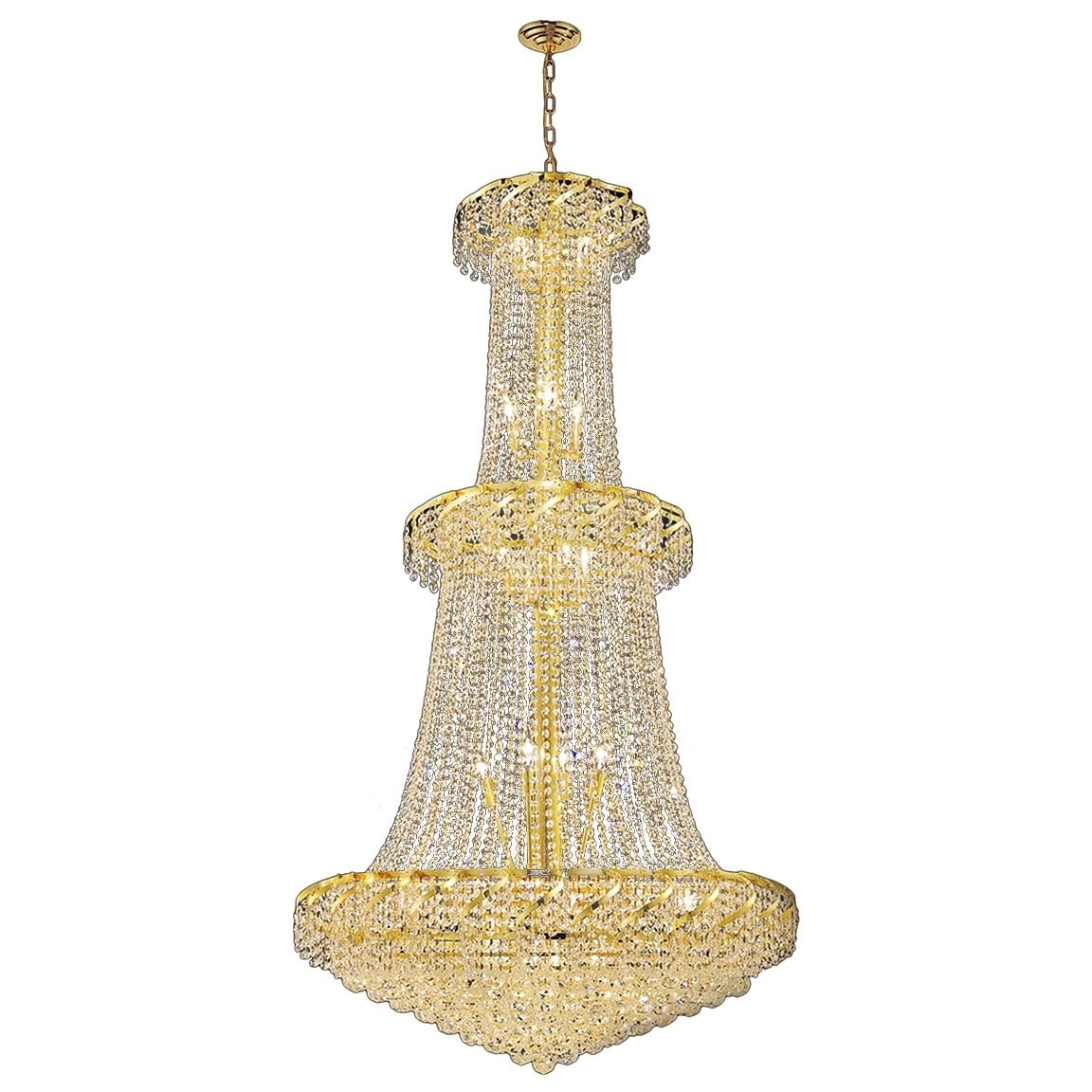 French Empire 32 Light Gold Finish and Clear Crystal 2-tier Chandelier (32 Lights Gold Finish Chandelier) - Chandeliers For Bedrooms by Overstock.com