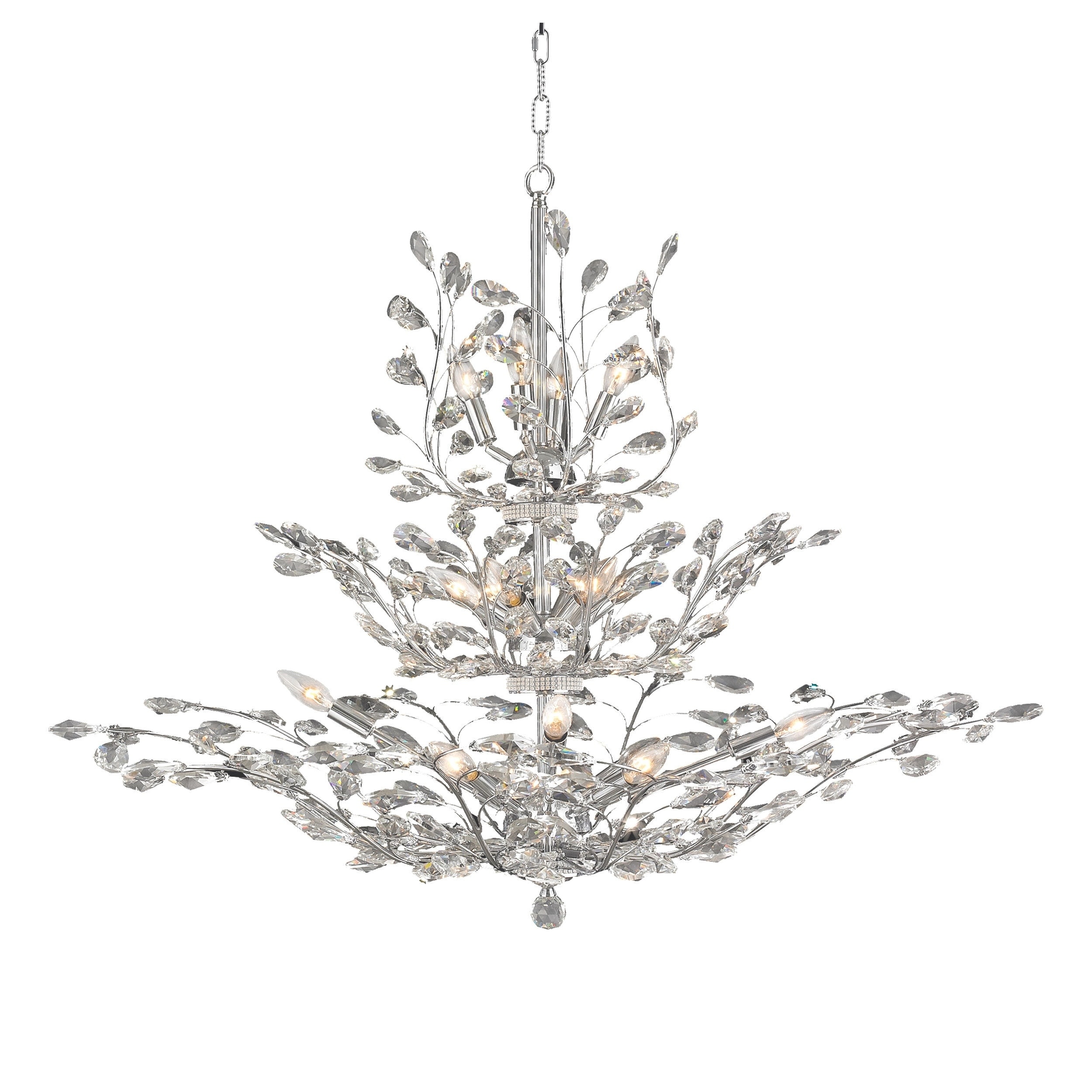 Floral Orchid Collection 18-light Chrome Finish and Clear Crystal Large Chandelier (18 Lights Chrome Finish Chandelier) - Chandeliers For Bedrooms by Overstock.com