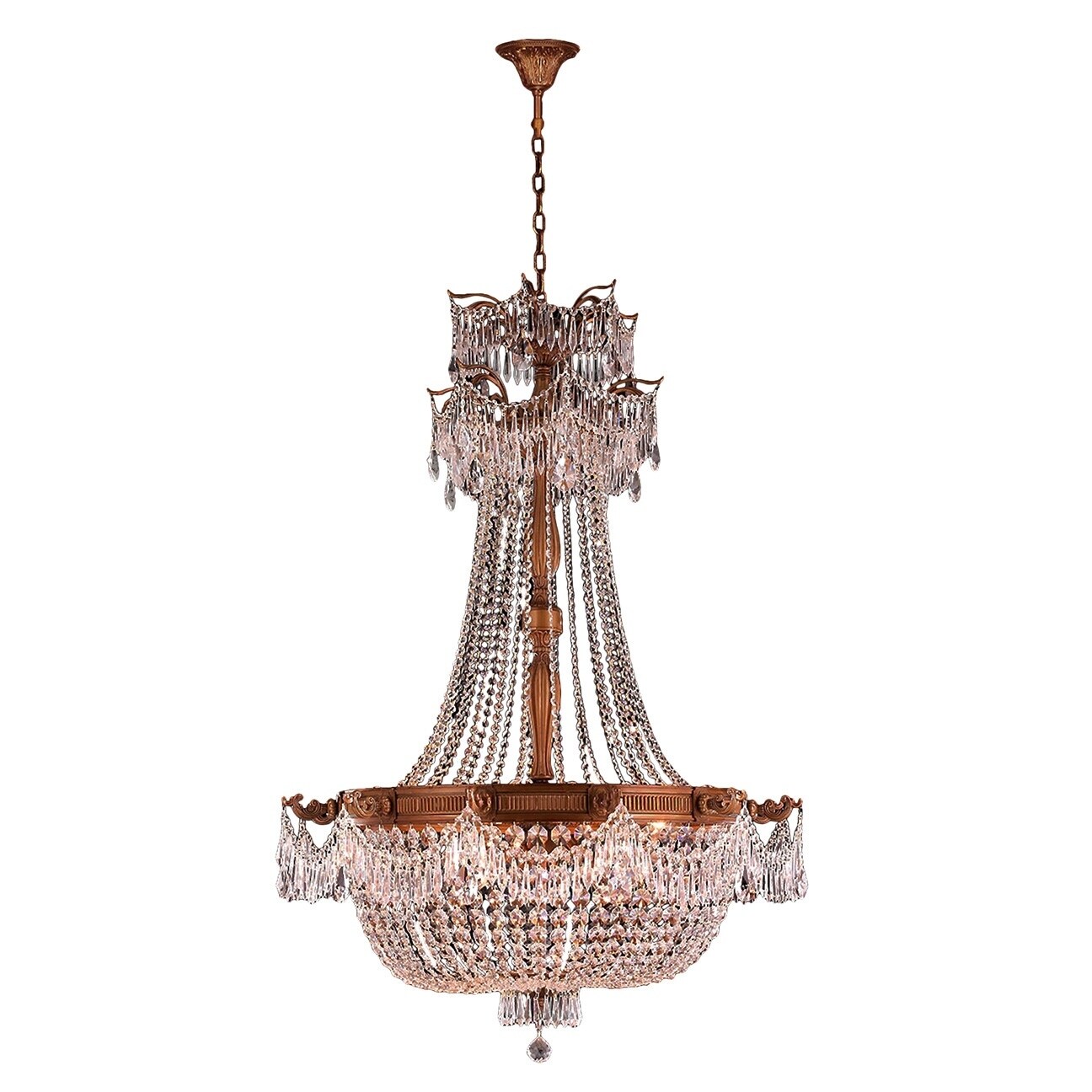 Winchester Collection 12 Light French Gold Finish and Clear Crystal Chandelier (12 Lights Gold Finish Chandelier) - Chandeliers For Bedrooms by Overstock.com
