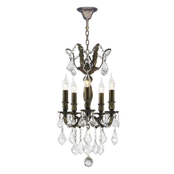 French Versailles Collection 5 Light Antique Bronze Finish 13 French Versailles Collection 5 Light Antique Bronze Finish 13 Inch Crystal Mini Chandelier