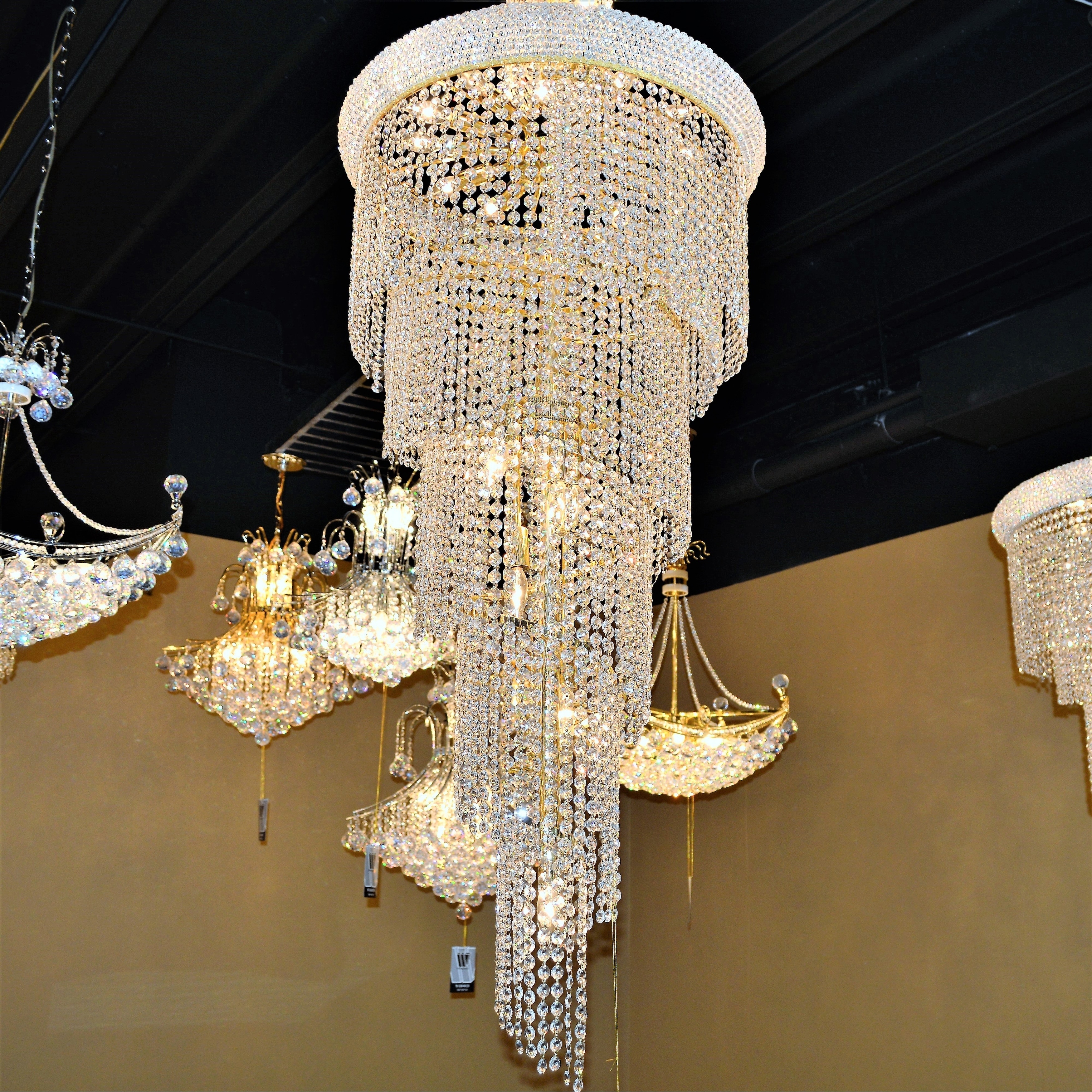 French Empire 22-light Gold Finish Full Lead Crystal Chandelier 22 in. x 60 in. Tall Medium (22 Lights Gold Finish Chandelier) - Chandeliers For Bedrooms by Overstock.com
