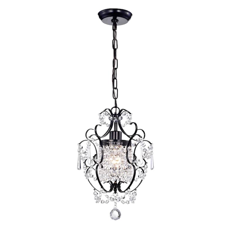 Ava 1-light Black 11-inch Crystal Chandelier