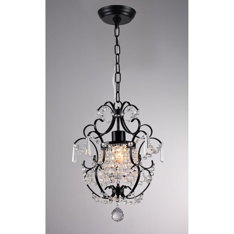 Ava 1-light Black 11-inch Crystal Chandelier