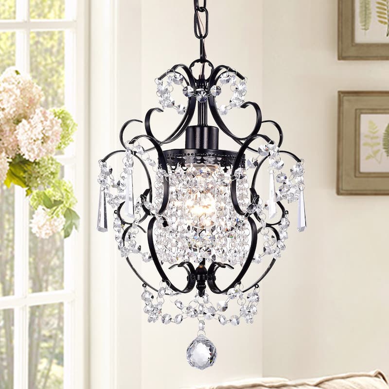 Ava 1-light Black 11-inch Crystal Chandelier