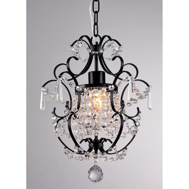 Ava 1-light Black 11-inch Crystal Chandelier