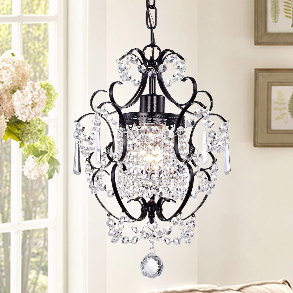 Ava 1-light Black 11-inch Crystal Chandelier
