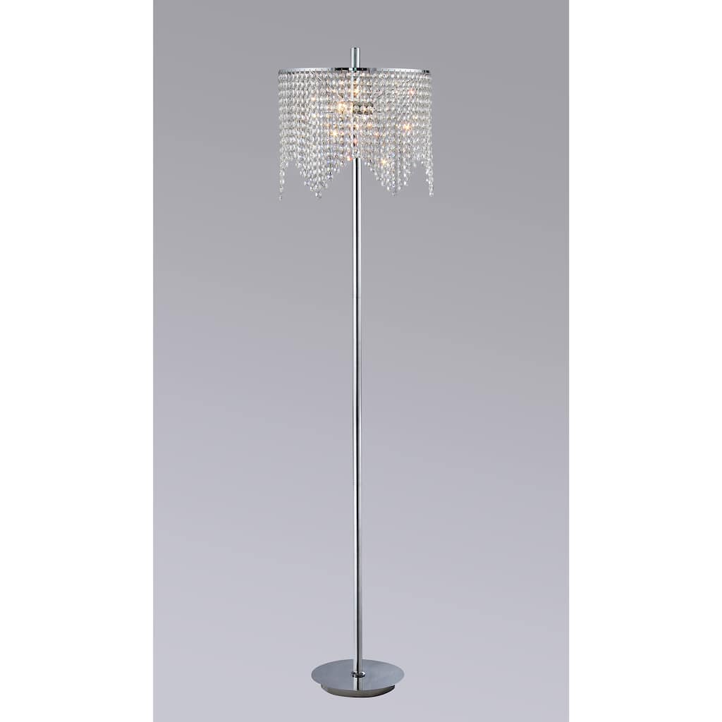 Zoe 3-light Chrome-finished 65-inch Crystal Floor Lamp